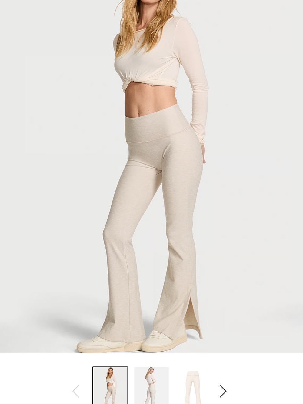 VSX Cream High-Rise Flare Pants with Side Slit